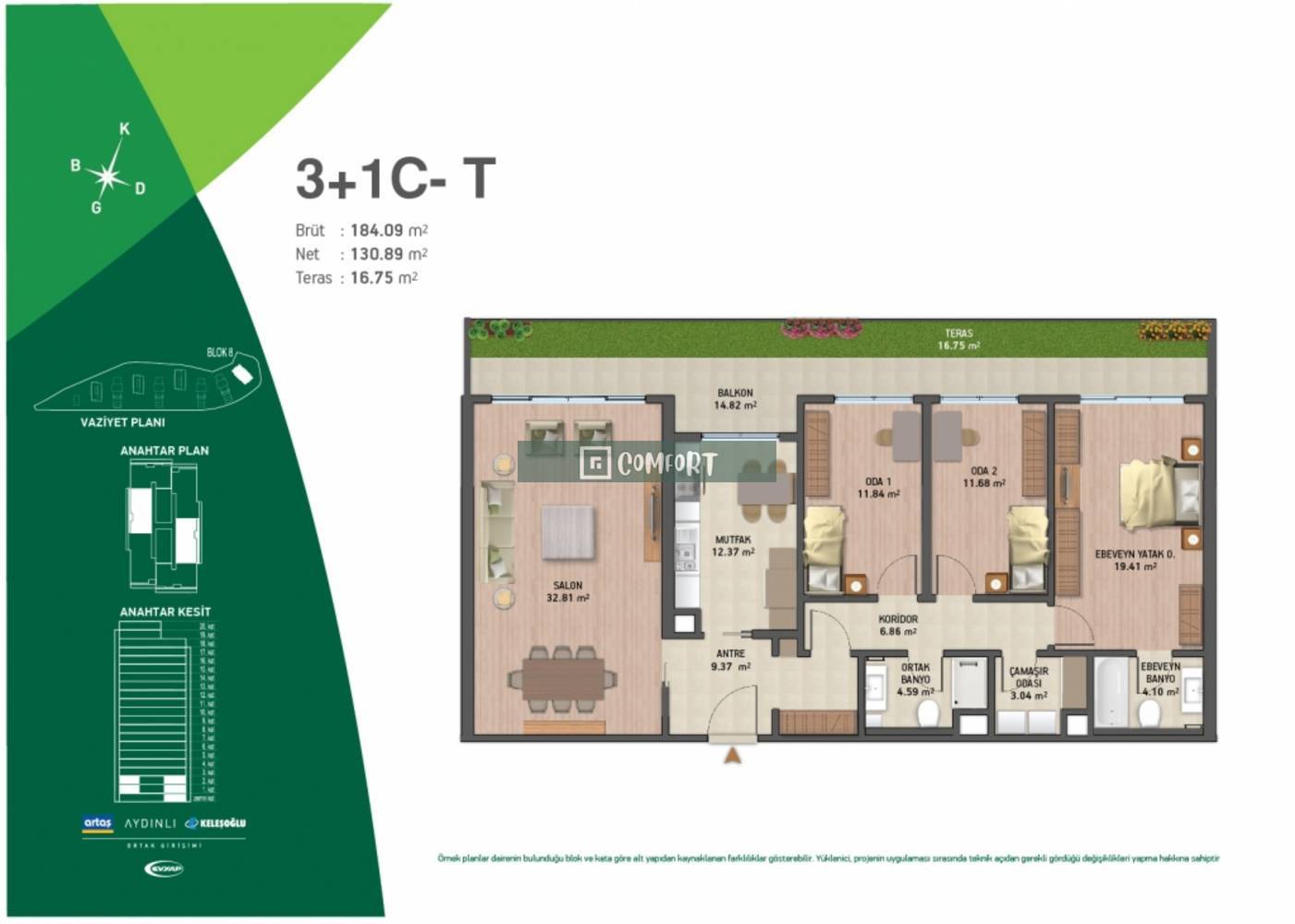 3+1 Garden Flat for Sale