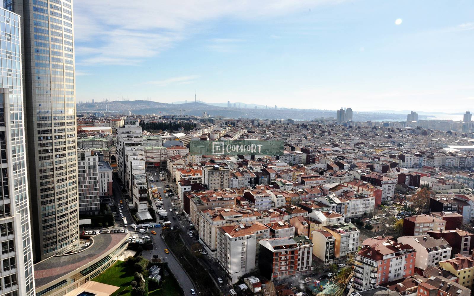 2 + 1 Corner Apartment For Sale with Bosphorus View
