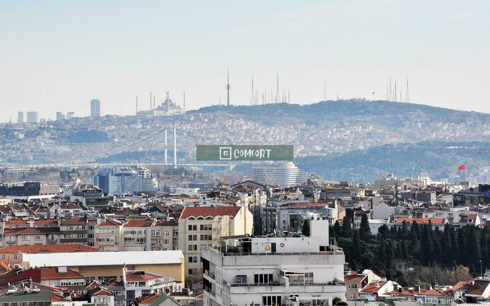 2 + 1 Corner Apartment For Sale with Bosphorus View