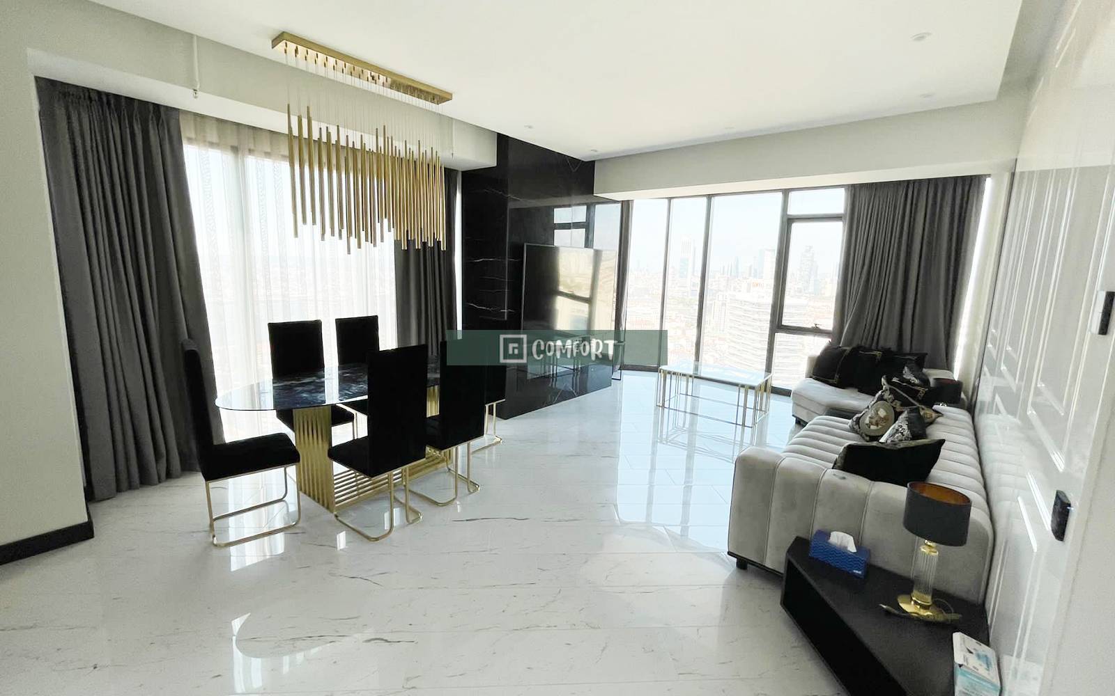 3,5+1 Luxury Furnished Flat with View for Rent